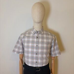 Tasso Elba Men’s Plaid Short Sleeve Button Down Shirt - Large